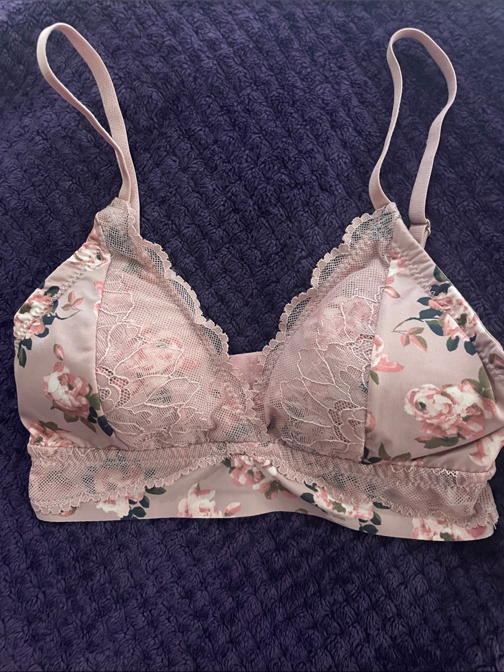 Jessica Simpson Dusty Pink Floral Lace Bralette